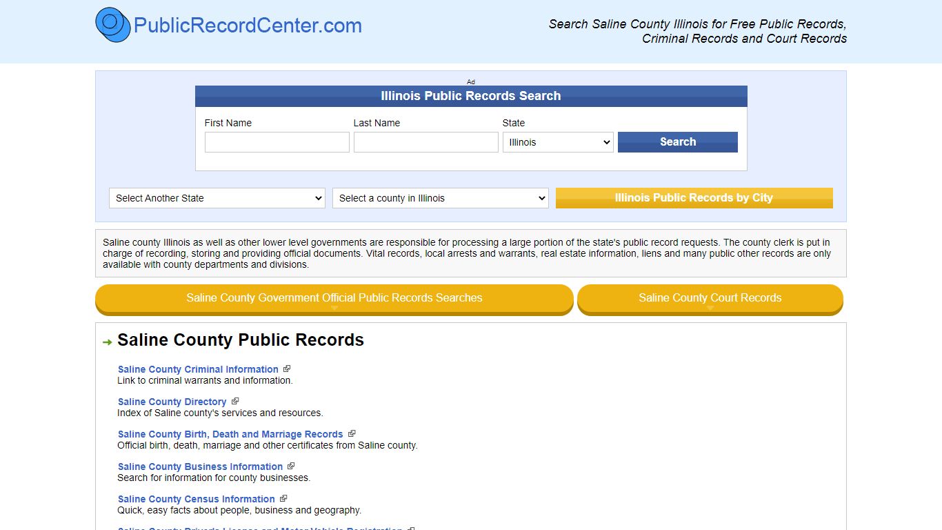 Saline County Illinois Free Public Records - Court Records ...